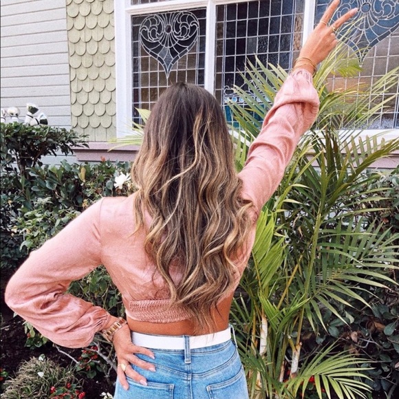 Cotton Candy LA Pink Satin Crop Top - Picture 4 of 5